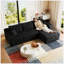 Canapé modulaire en nuage en velours côtelé noir de 95 po, canapé d'angle rembourré en U minimaliste de 95 po avec siège à assise profonde sans assemblage requis