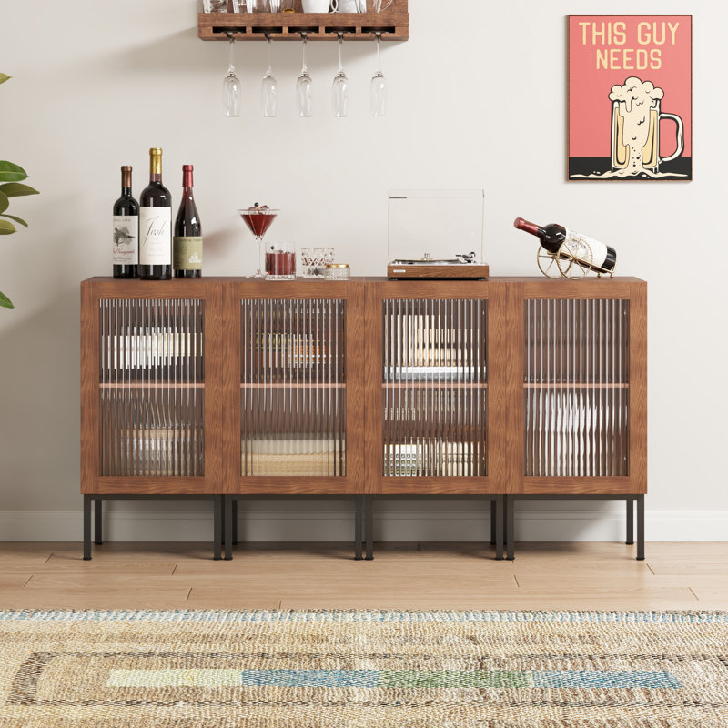 Armoire à vin avec 4 portes, Brun
