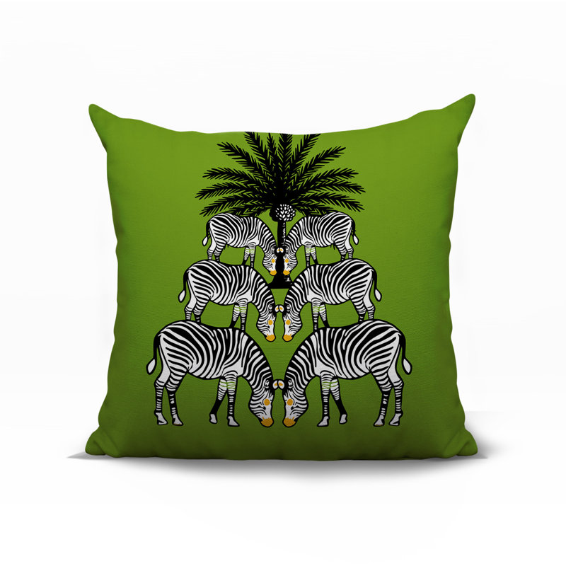 Oreiller carré réversible intérieur / extérieur Camo Zebra, Chartreuse, H 19 po x l 19 po x P 5,25 po