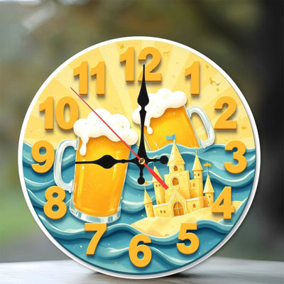 Beach Clock Beer Sandcastle Summer