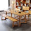 62.99" Brown Rectangular Solid Wood Dining Table-1874889488