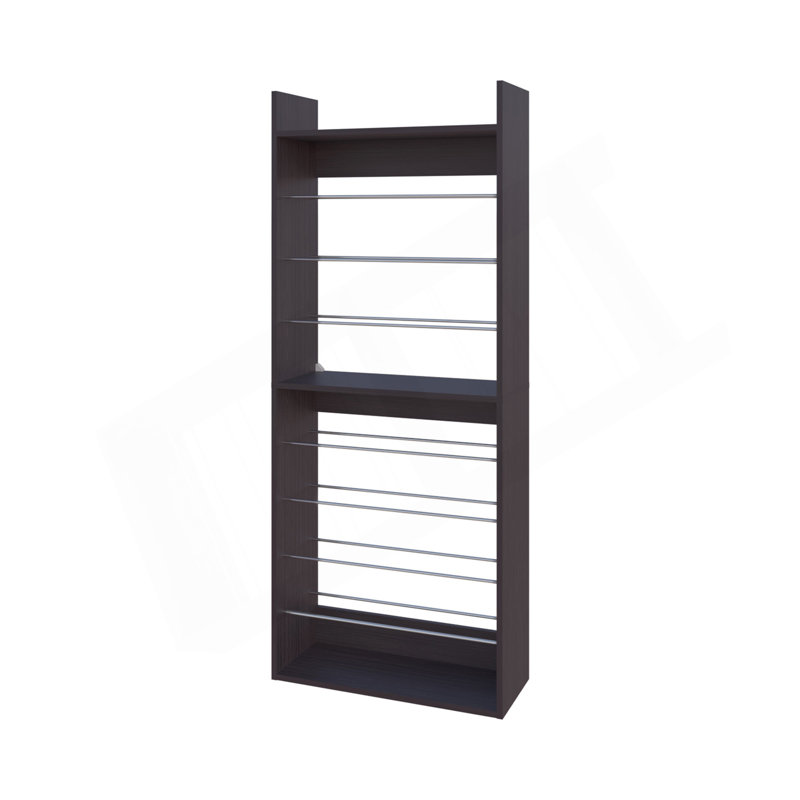 Tall Open Shoe Rack With Metal Rails And Multi-Tier Shelves