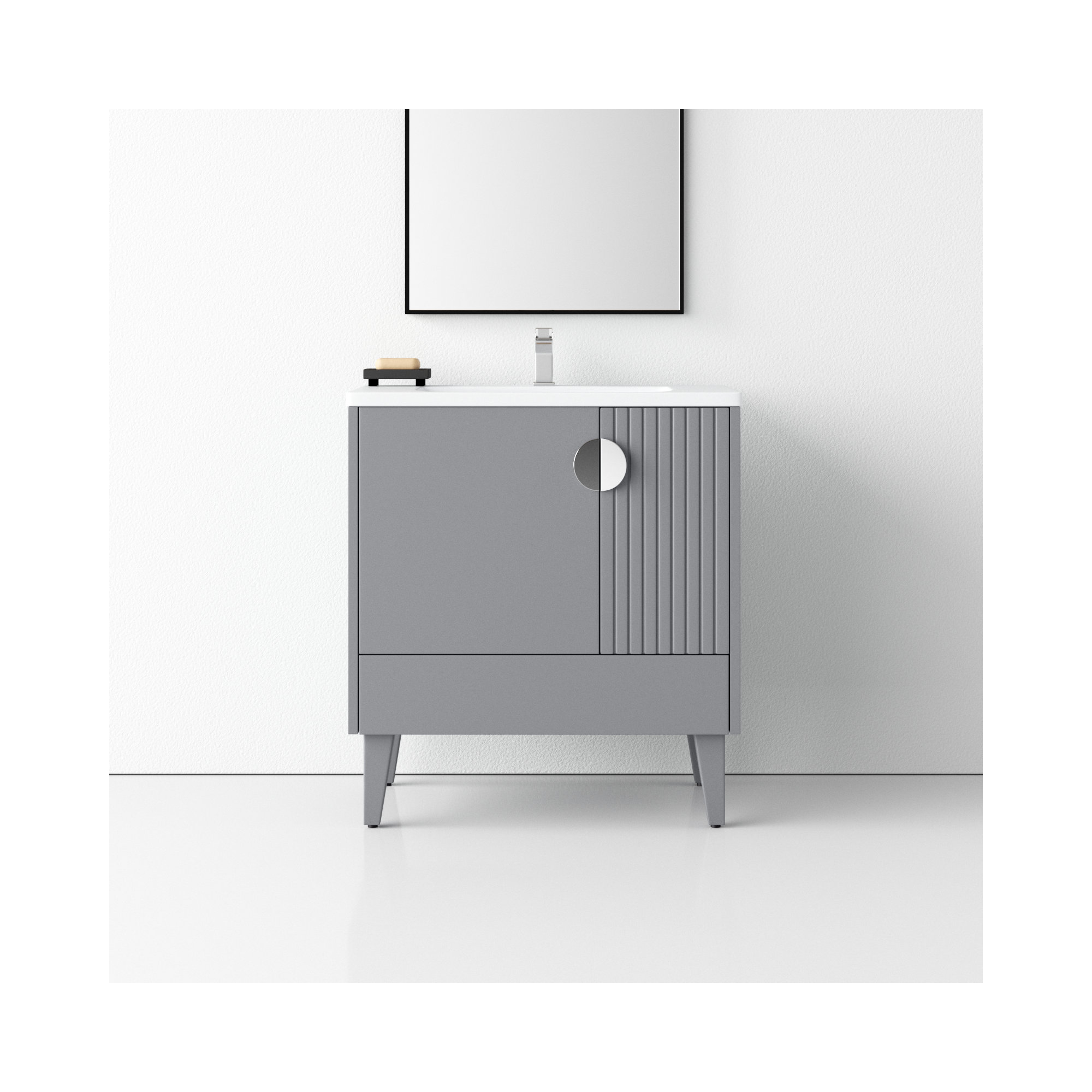 Saimah 30'' Single Bathroom Vanity, Rock Gray, Polished Chrome