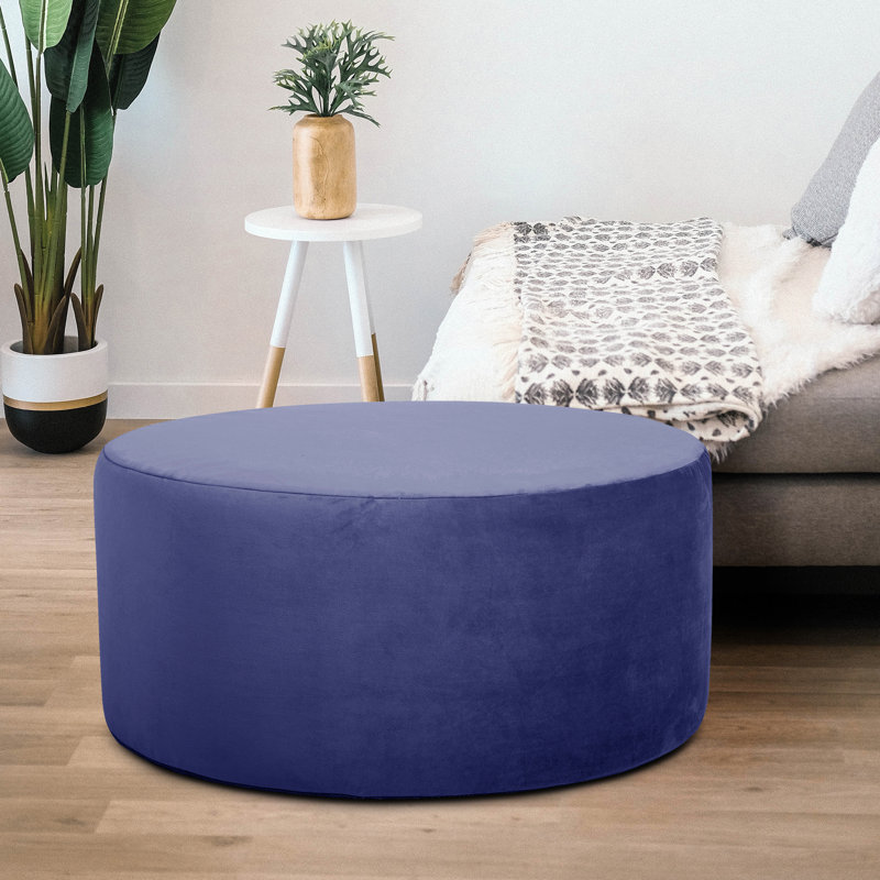 Azemar Upholstered Ottoman, Polyester Bella Royal