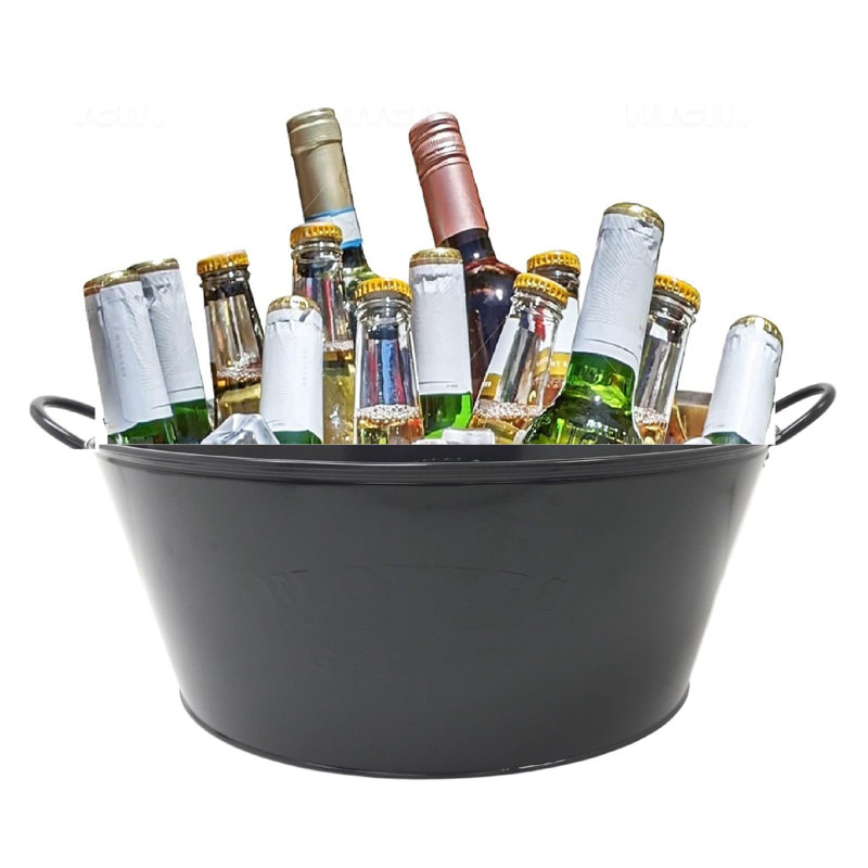 Bac à boissons en acier émaillé. P 19 po x H 8 po, fabriqué en acier galvanisé résistant aux intempéries