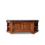 Banc rembourré en cuir véritable brun noisette
