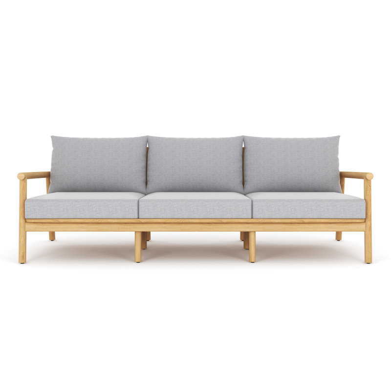 Maia 85" Teak Sofa, Granite Cushions, Gray