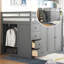 Structure de lit mezzanine pleine grandeur en bois massif gris doux, lit de rangement contemporain compact pour les petites chambres