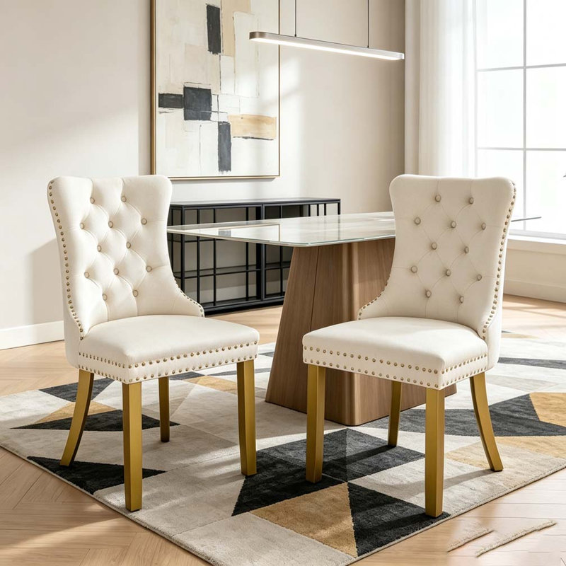 Chaise de salle à manger rembourrée moderne, White