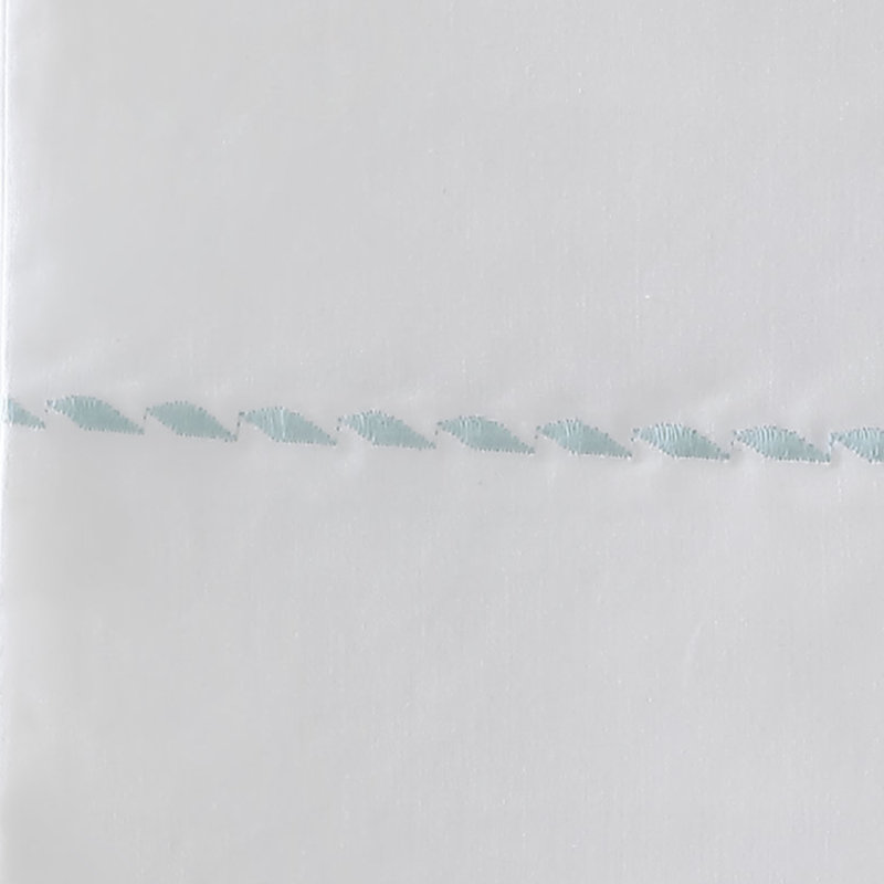 Queen Blue Organic Cotton Embroidered Percale Sheet Set