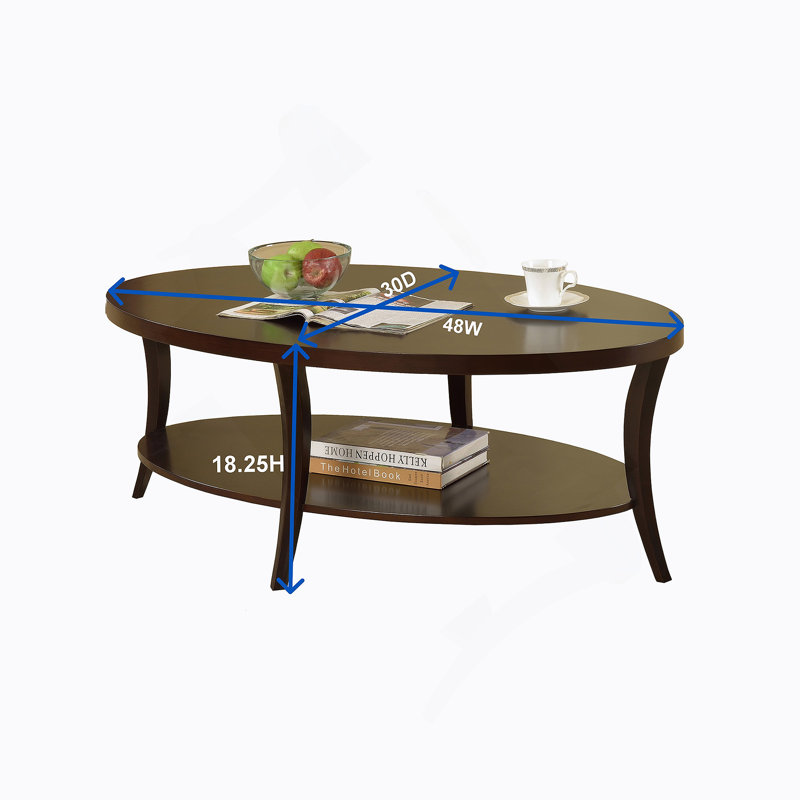 Table basse ovale avec tablette Perth Espresso, Espresso