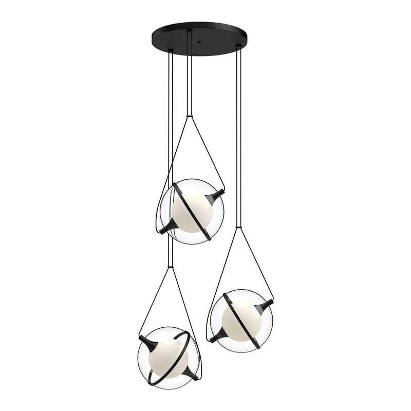 Aries 3 - Light LED Pendant, 12" H x 28" W x 28" D, Black, Black