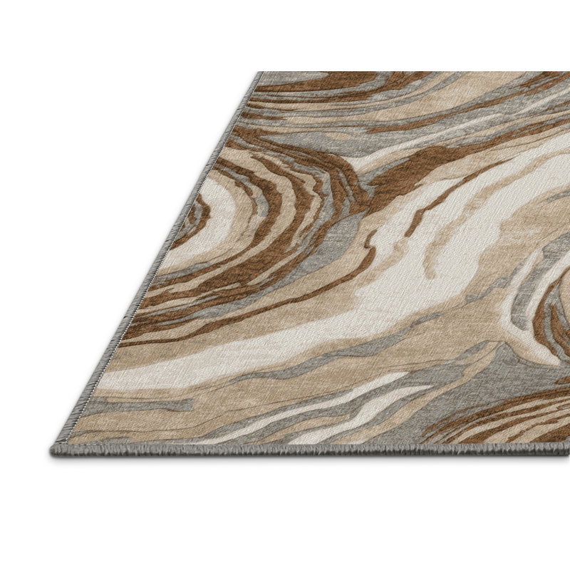 Tapis gris lavable à la machine, Rond 8 pi
