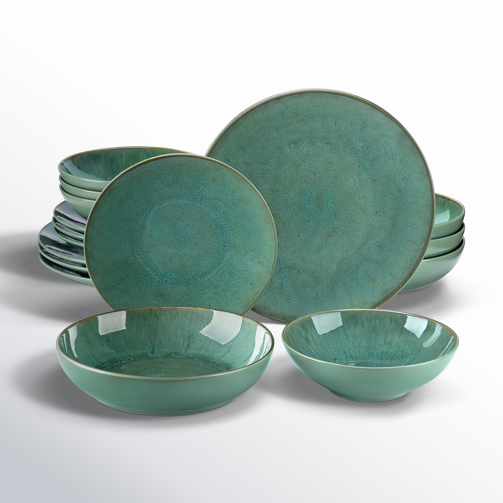 Karst Ceramic，Stoneware Dinnerware Set, Green