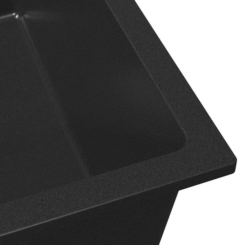 Kitchen Sink Granite, 20cm H  x 38cm W  x 44cm D, Black