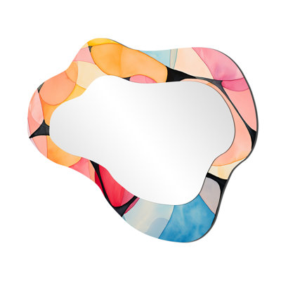 Alec Geometric soft colors tiles IV - Geometric Asymmetrical Decorative Mirror, Modern Cloud Wall Mirror, Printed Metal Art