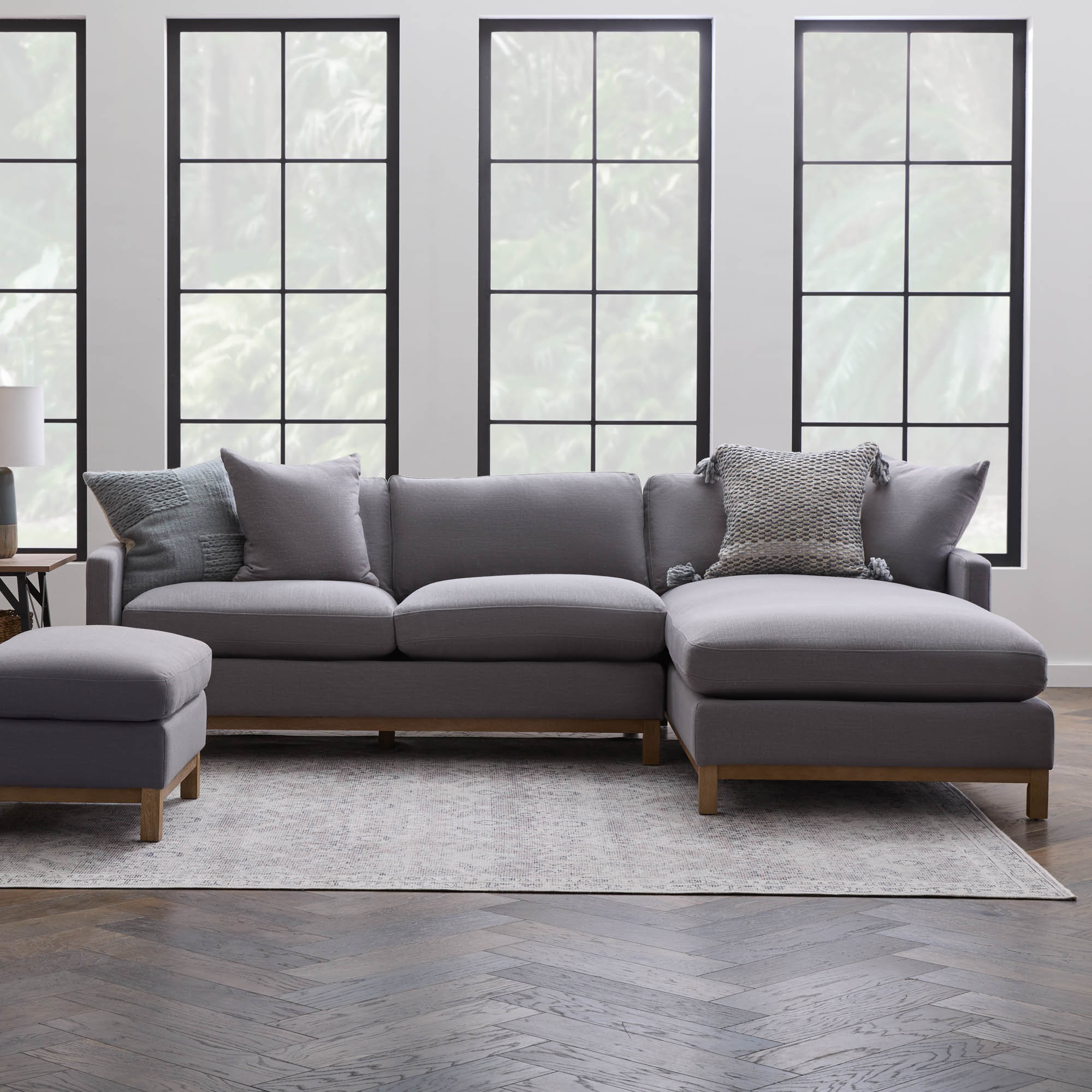 Cami 2 - Piece Upholstered Chaise Sectional, Right Hand Facing, Pewter Performance Basketweave