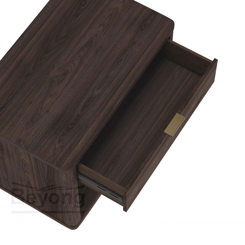 Evelyn 32" W Modern Nightstand with Full Extension Drawer in Brown, Brown