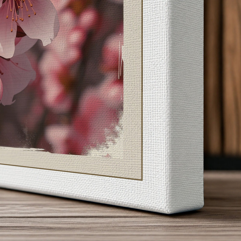 Soft Cherry Blossom Botanical - Wrapped Canvas, 24x16 - 61.0 x 40.6 cm, White Border