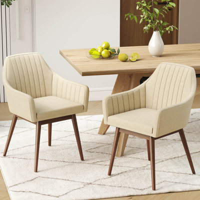 Ensemble de 2 chaises d'appoint rembourrées avec dossier confortable rembourré beige