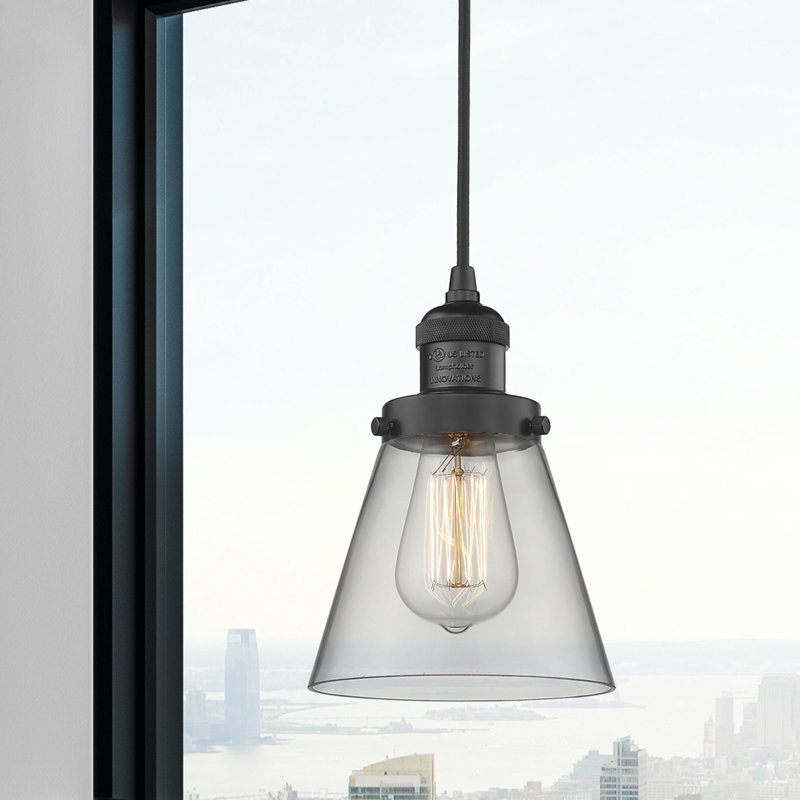 Vistawood 1 - Light Single Pendant, 129.13" H x 6.25" W x 6.25" D, Clear, Matte Black