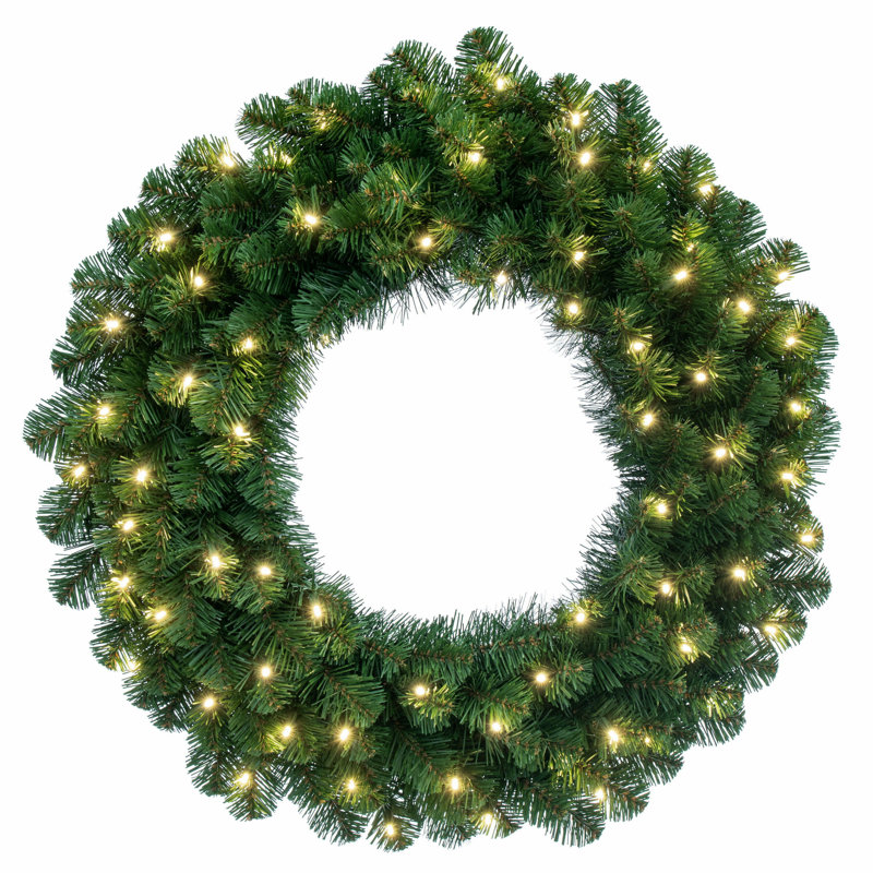 Couronne de sapin artificielle Oregon, H 48 po x l 48 po x P 4 po, Vert, Oui
