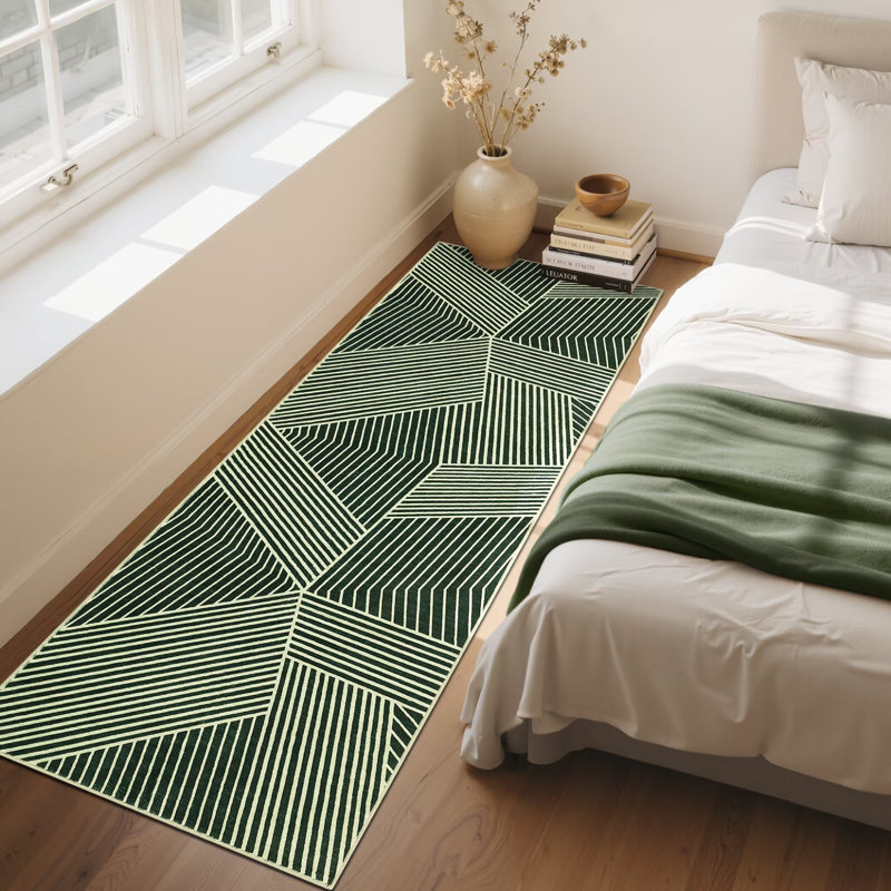 Très grand tapis rayé lavable à la machine antidérapant et antidérapant, Tapis de couloir 2 pi x 6 pi