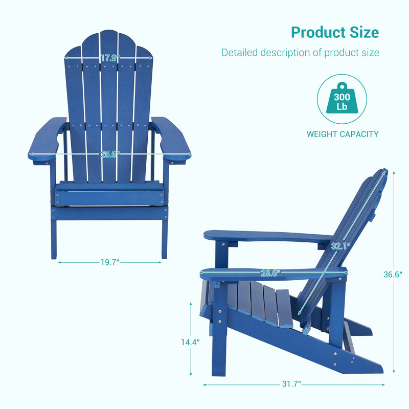 Chaise Adirondack en plastique Harb, Bleu marine