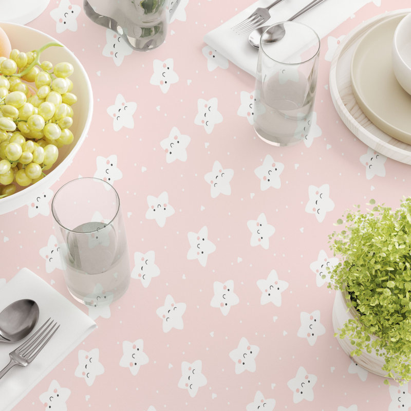 Rectangular Geometric Cotton Twill Tablecloth, 120" L x 60" W
