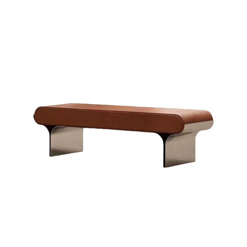 Banc rembourré en cuir véritable Mindert, H 17,71 po x l 66,92 po x P 17,71 po