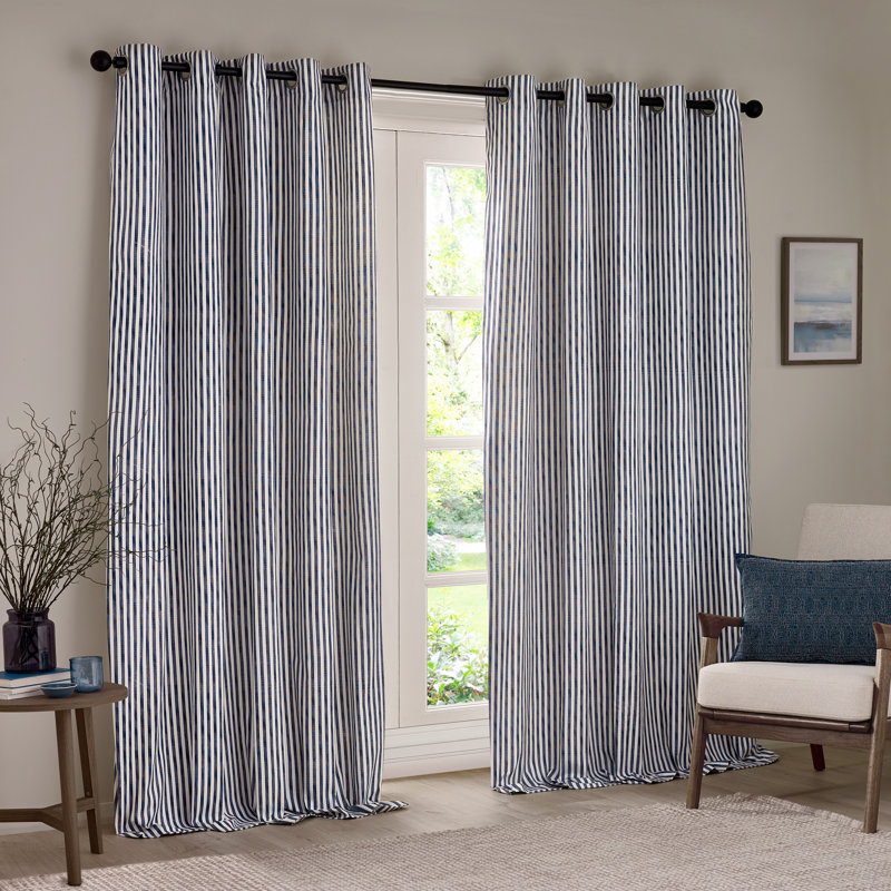 Hebden 100% Cotton Blackout Curtain Panel Pair, 168cm Width x 229cm Drop, Navy
