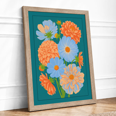 Cheerful Flower Bouquet Botanical - Framed Print