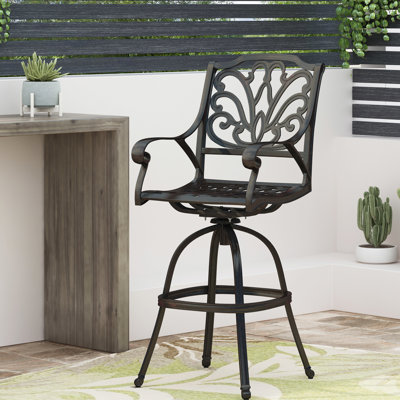 Aluminium Swivel With Graceful Scrolled Arms - Copper, 21.64" W X 26.19" D 48.81" H Patio Bar Stool Enrapturing