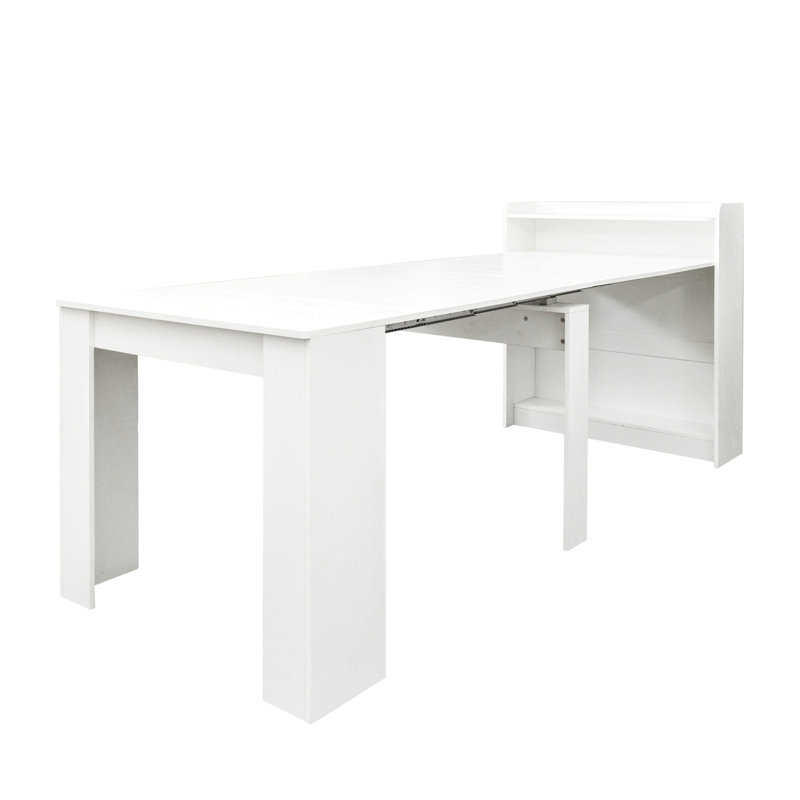 Modern Extendable Dining Table With Storage, White