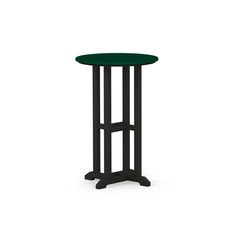 POLYWOOD Tables Round Dining Table, 42" H x 24" W x 24" L, Black / Green