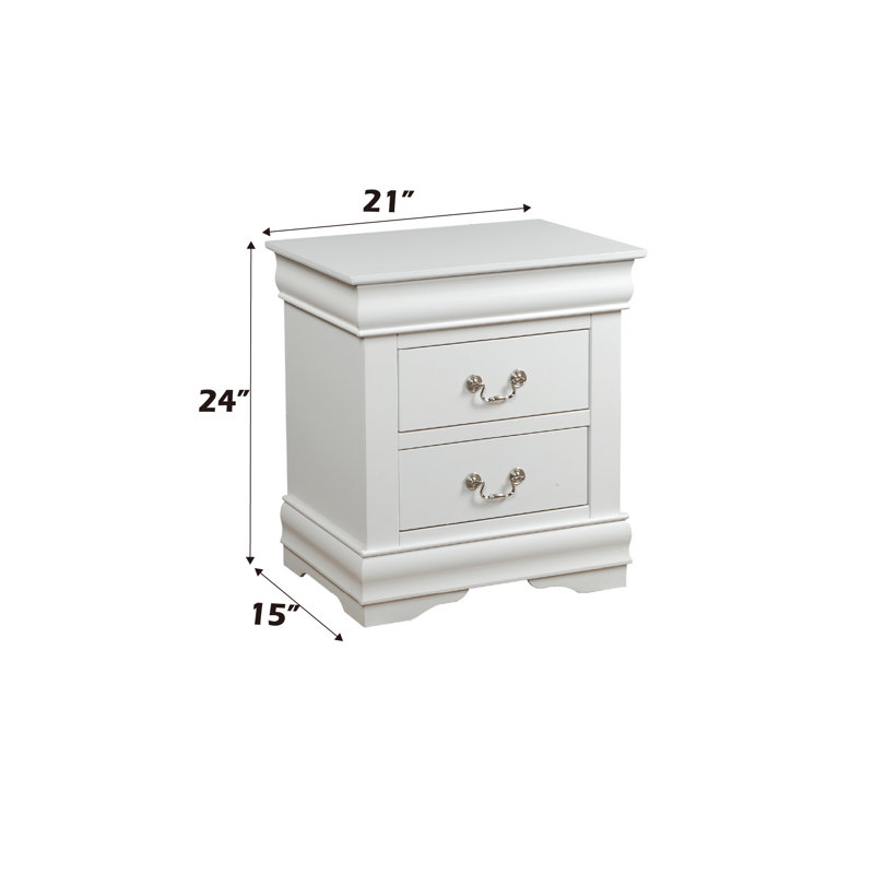 Table de chevet 2 tiroirs Garibald, Blanc