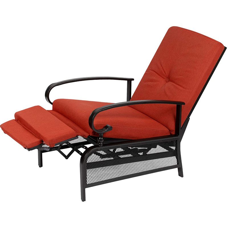 Chaise de patio inclinable avec coussins Baldewijn, Rouge