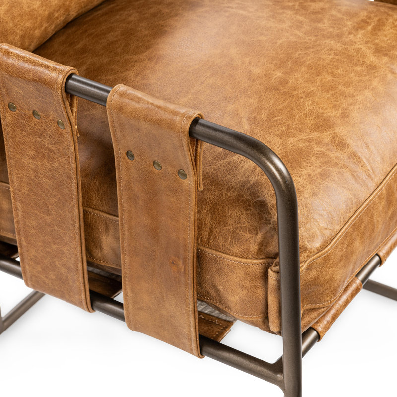 Strapling Leather Dining Chair, Chestnut