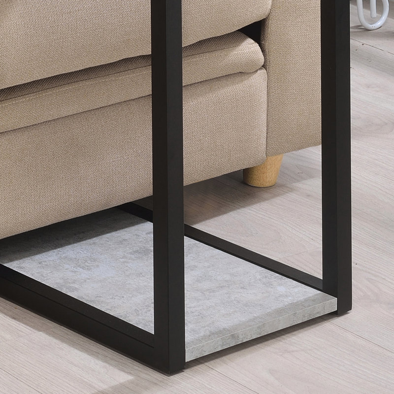 Table à collation moderne en ciment et noire, pratique et pratique pour l'esthétique du salon
