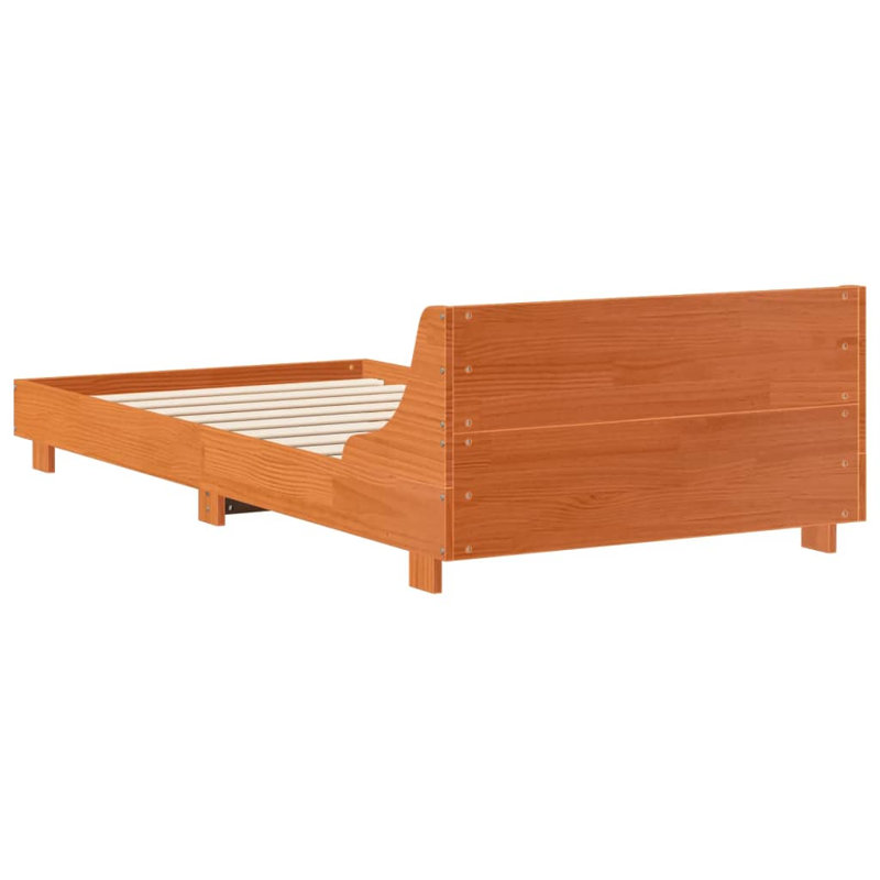Lista Solid Wood Bed, 52cm H x 193.5cm W x 78.5cm D, Wax Brown
