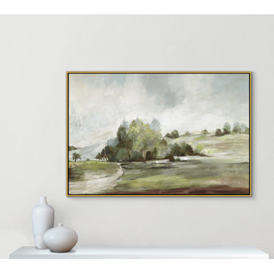 Green Country Road by Allison Pearce - Floater Frame Print on Canvas