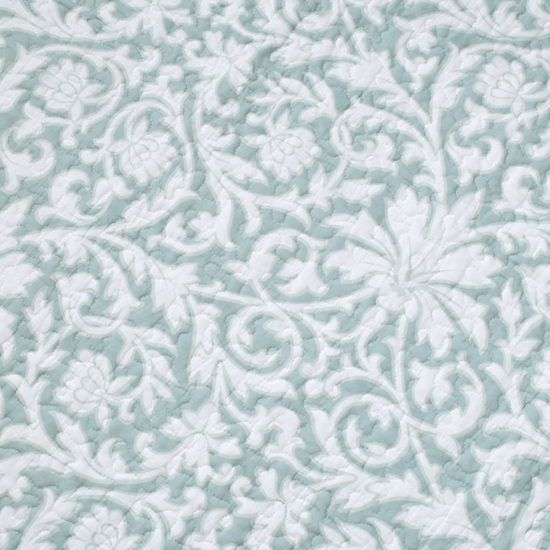 Laura Ashley Mia Reversible Cotton Quilt Set, King Quilt + 2 King Shams