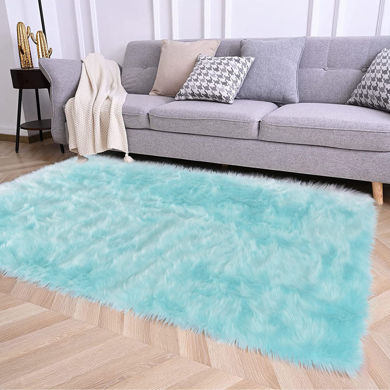 Chasty Faux Sheepskin Indoor Rug, Rectangle 6' x 9'