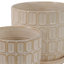 Plateau décoratif décoratif en céramique avec motif - Pots de fleurs d'intérieur élégants avec soucoupe pour patio, salon ou décoration intérieure - ensemble de 2, 8 po, 6 po, ivoire-1628970247