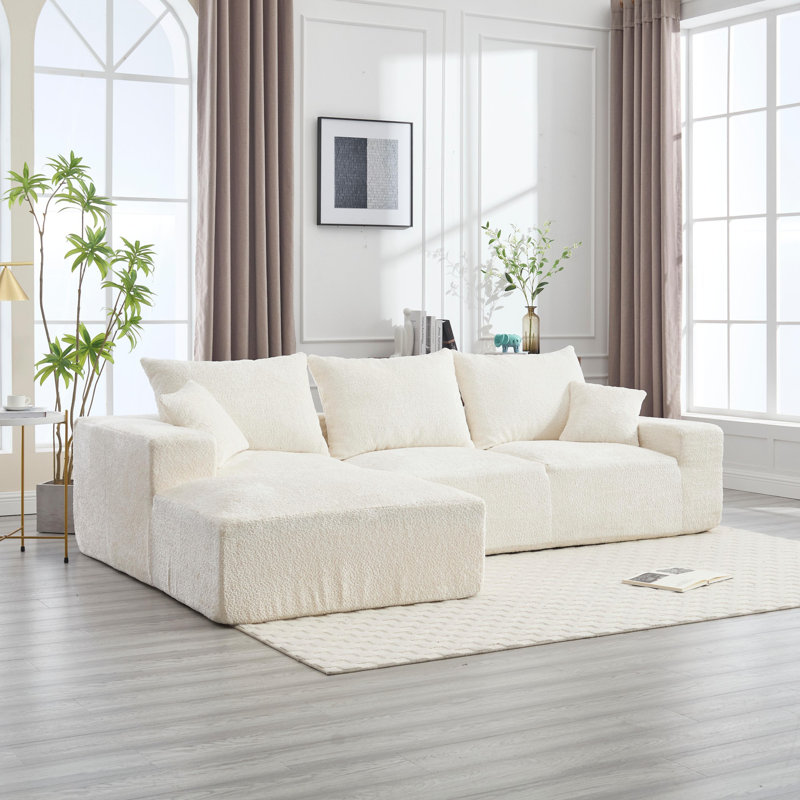Canapé modulaire l 108,27 po Boucle, Chenille beige