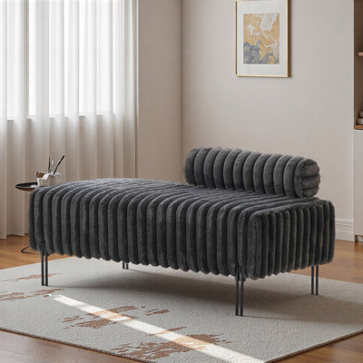 49.6" Wide Upholstered Mini Loveseat With Metal Legs, 2-Seater Small Sofa End Of Bed Bench Window Ottoman Footrest With Adjustable Back For Living Room Bedroom Entryway Hallway Small Space