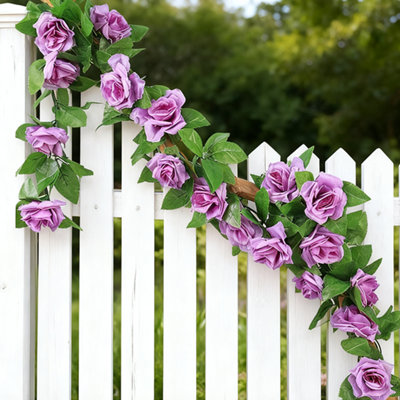 2 PCS 7,5 pi guirlande de fleurs, guirlande de roses artificielles, panier suspendu mariage arche décoration de fond de jardin