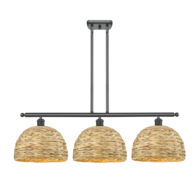 Luminaire suspendu pour îlot de jardin 12 po 3 lumières Tsang, H 45,25 po x l 38 po x P 38 po, Noir mat