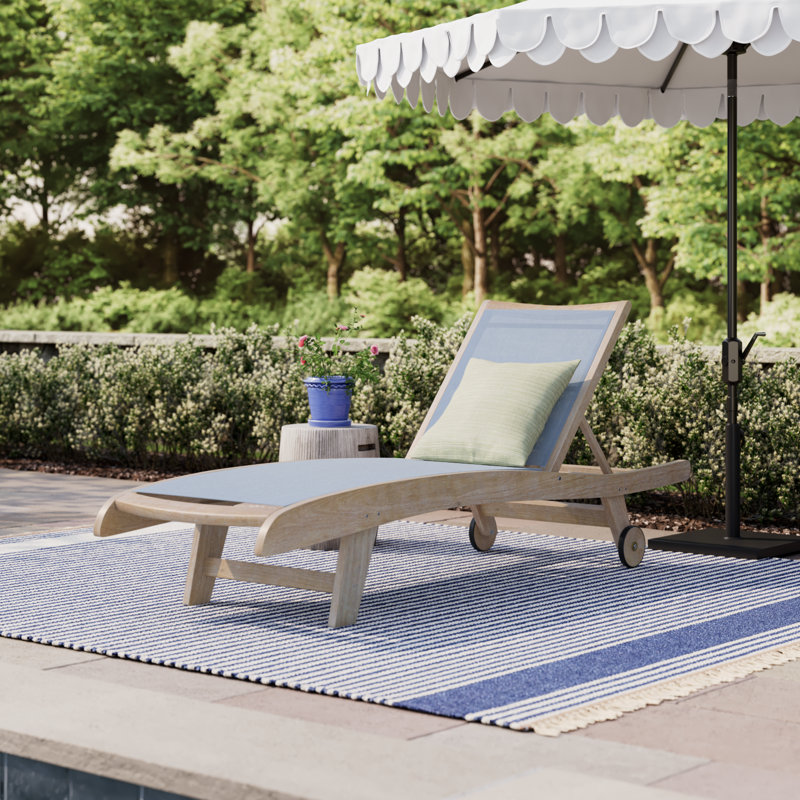 Delphi Outdoor Eucalyptus Wood Chaise Lounge, Wheat Wash/Light Gray