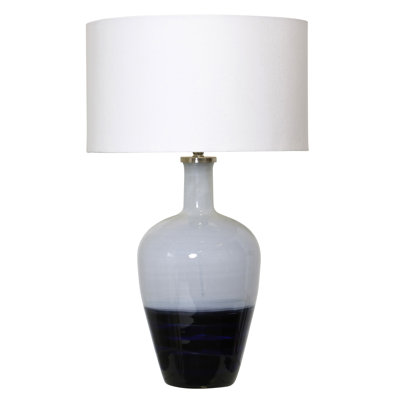 Cardville - lampe de table en verre - blanc / bleu - abat-jour blanc